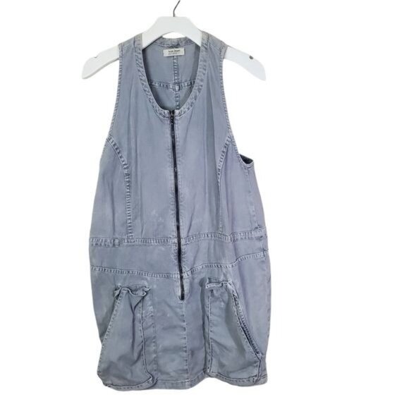 ACNE JEANS Womens Denim‎ Dress Small Gray Light Acid Wash Zip Front Pockets - Picture 1 of 9